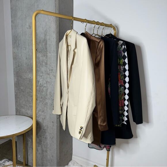 New Zara Beige Cream Oversized Faux Leather Boxy One Button Blazer - Picture 7 of 14